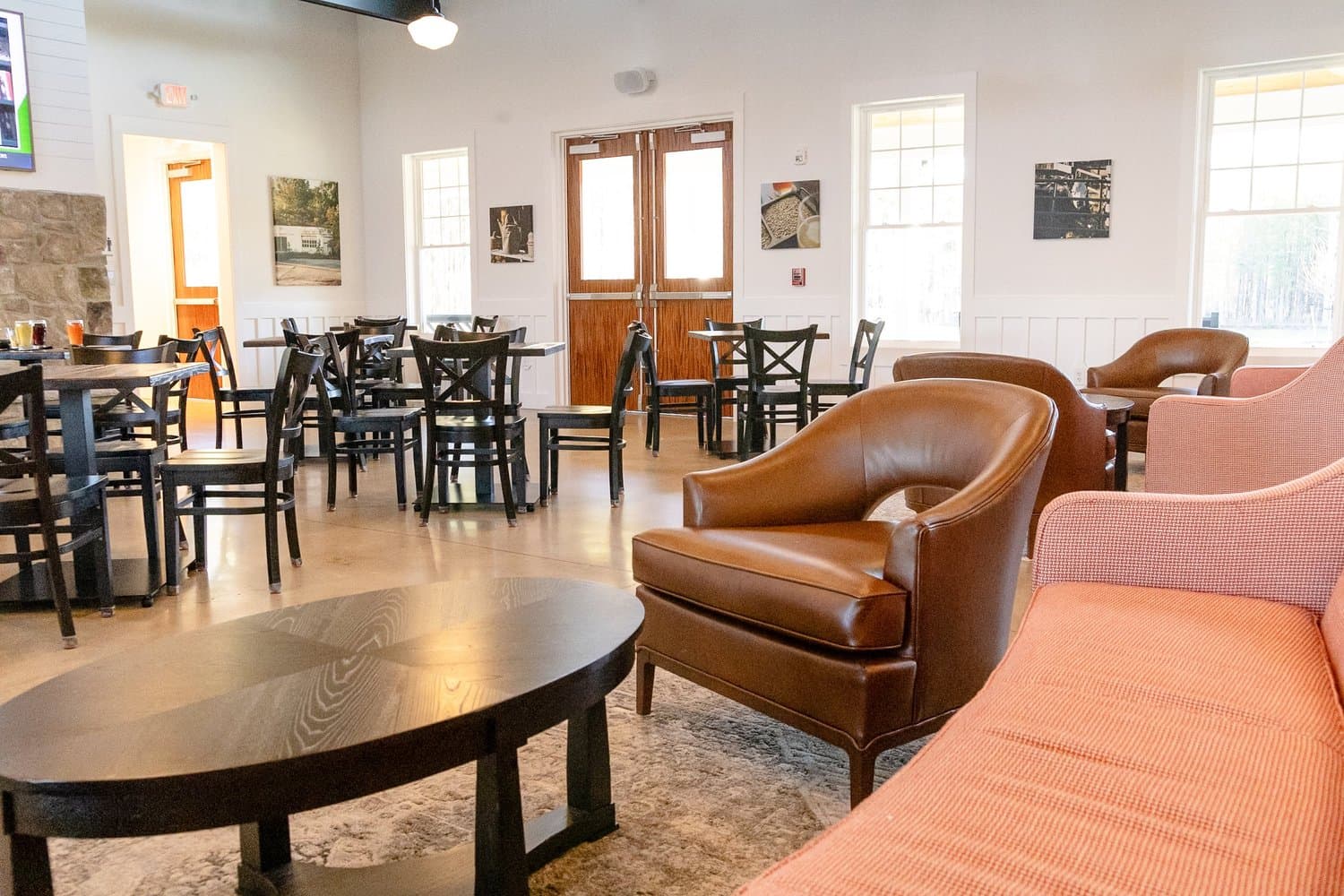 Lounge seating inside the Hidden Wit taproom