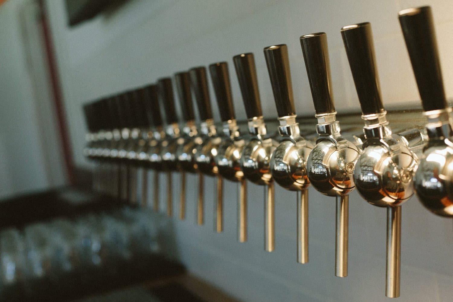 The tap wall at Hidden Wit Brewing Company